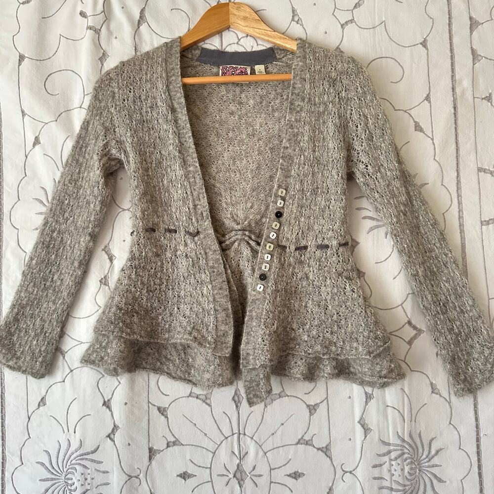 🤍 Rose Neura Mohair Blend Fairy Grunge Open Cardigan M boutique vintage